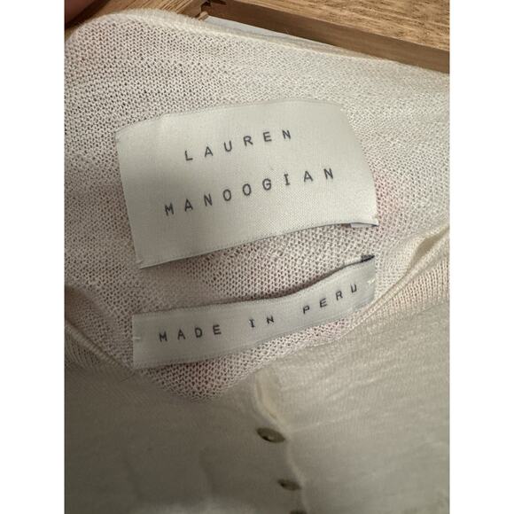 Lauren Manoogian Womens Super Fine Crewneck Cardigan White Small NWT MSRP:$370 - Picture 5 of 8